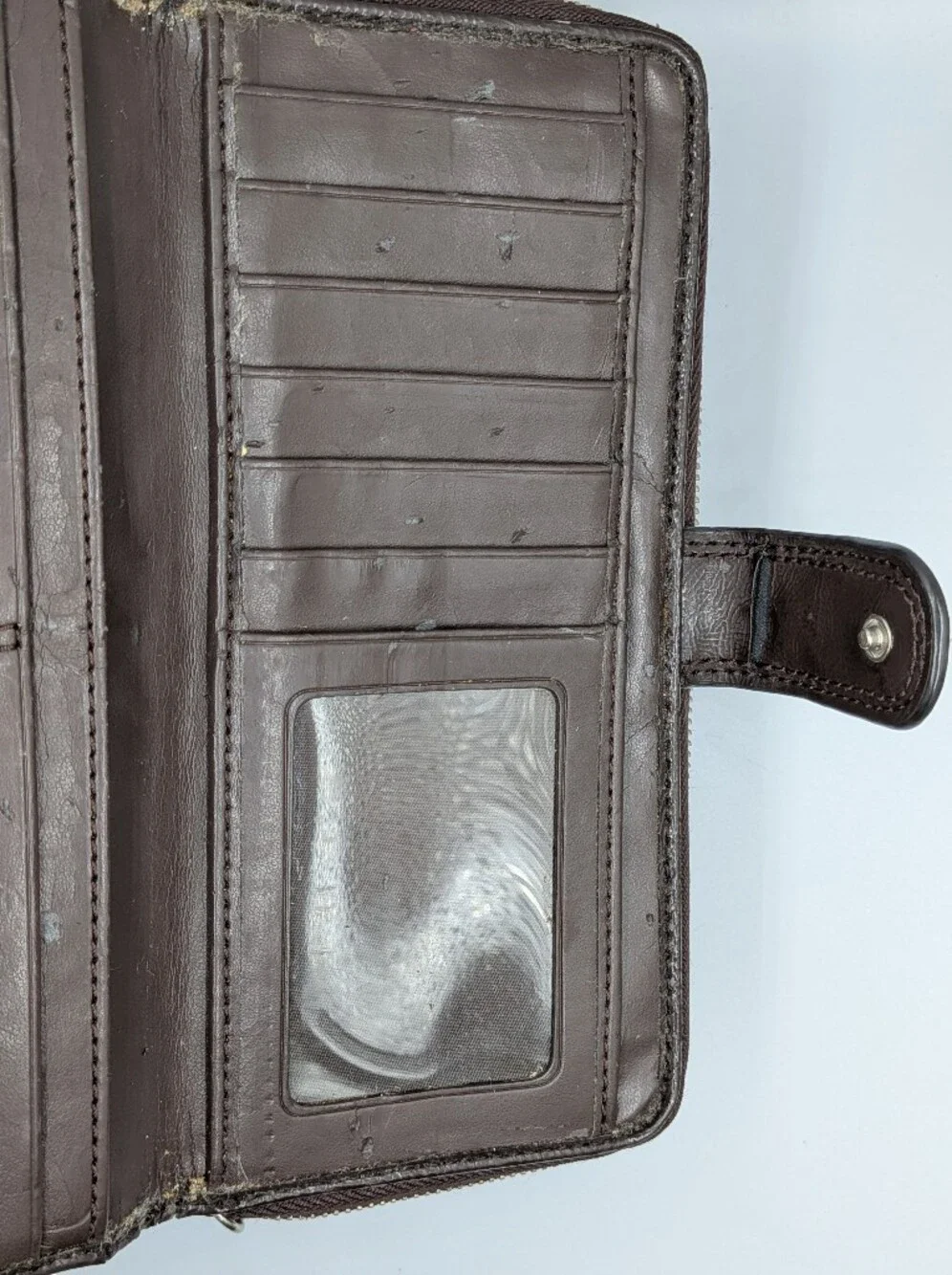 Coach Signature C Jacquard Canvas Patent Leather Zip Around Folding Wallet Dark